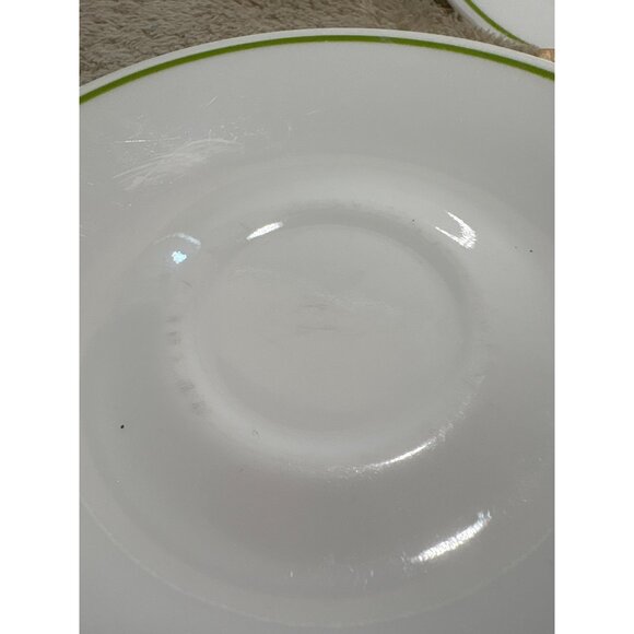 Corelle By Corning Saucer Plate Meadow White Green Trim 6.25" Vintage Set Of 5 - Picture 5 of 8